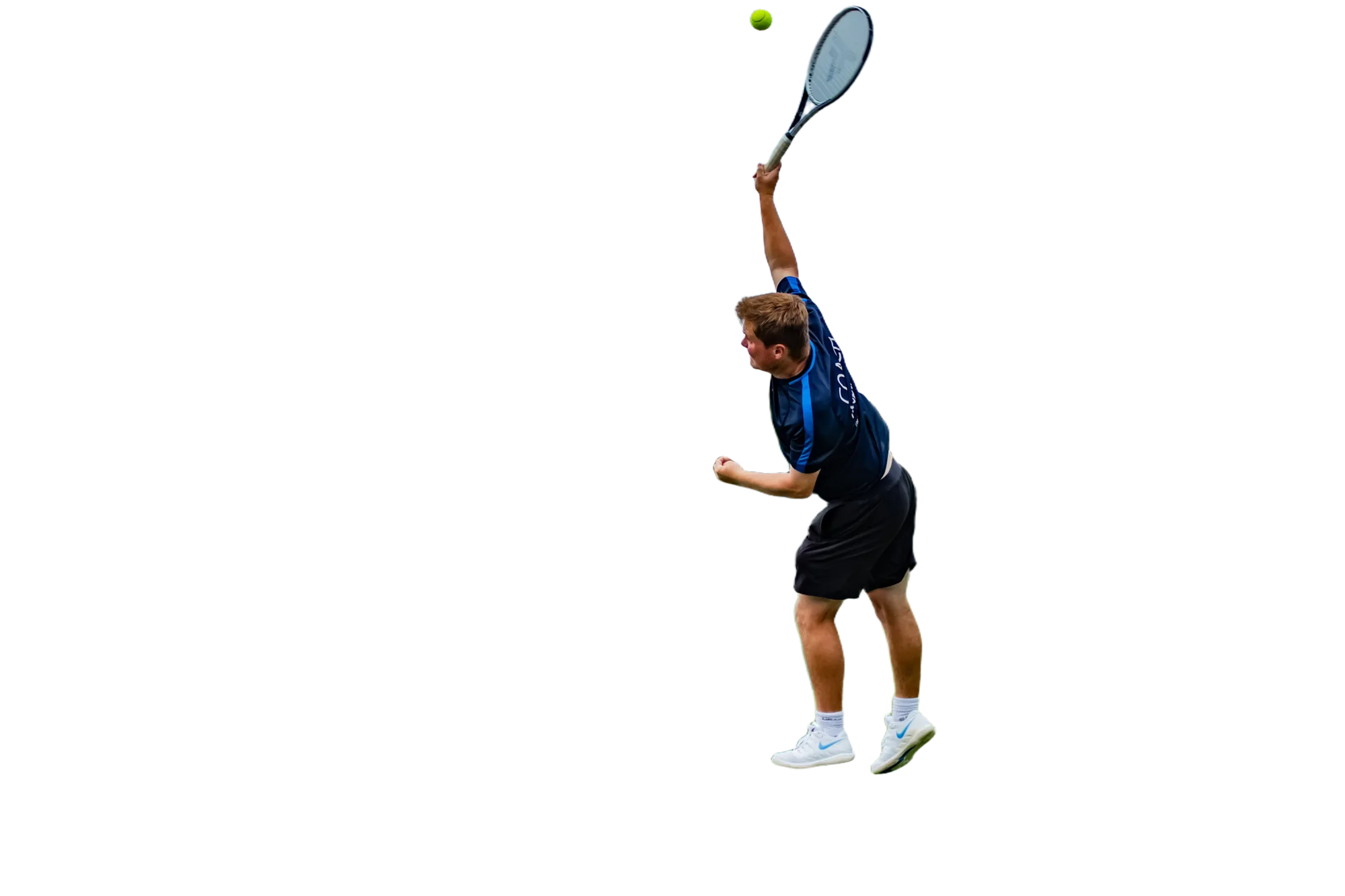 A member serving on the club's tennis courts