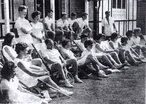 Members relaxing in deckchairs at the club in 1963